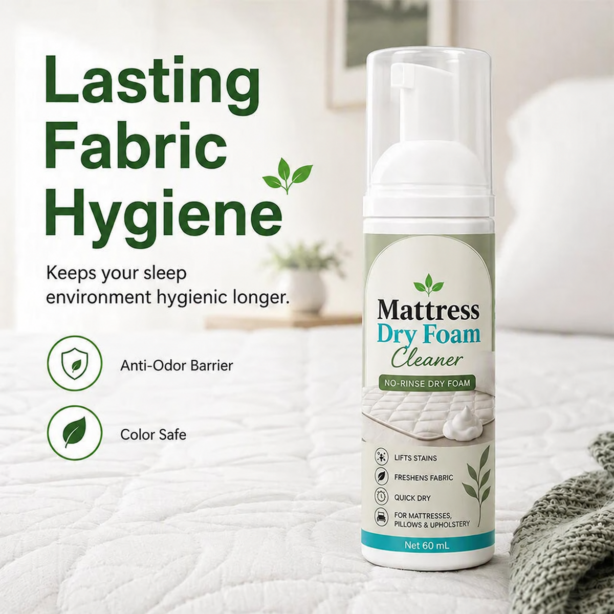 🔥 No-Rinse Mattress & Upholstery Foam Cleaner – Enzyme-Powered Deep Cleaning Formula🛏️🧽