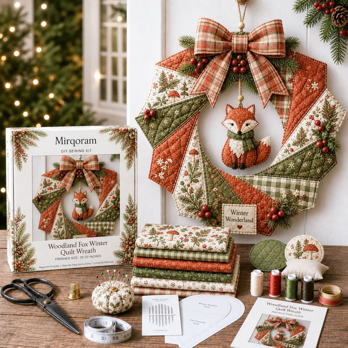 🎄Beginner-Friendly DIY Christmas Fabric Wreath Kit Collection | Complete Kit with Coordinated Fabrics, Wreath Materials & Step-by-Step Guide Included 💕