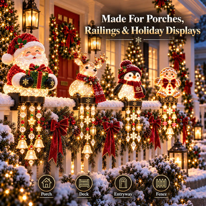 🎄 Christmas Porch Railing Lights – 4 Festive Character Designs