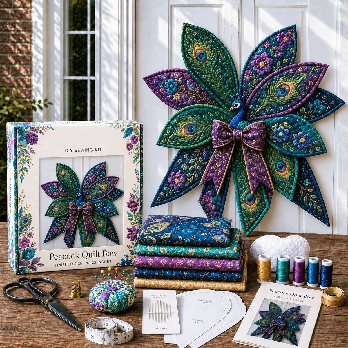 ⏳ Last Day 49% OFF – 🎀 Beginner-Friendly Oversized Quilted Bow Sewing Kit | Coordinated Printed Fabrics, Batting, Pre-Designed Templates & Complete Supplies for a Full 23–25 in 3D Statement Bow ✨