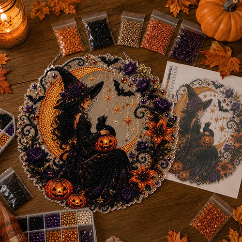 ✨🎃Halloween Black Cat Moon Diamond Art Hanging Ornament Kit👻