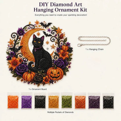 ✨🎃Halloween Black Cat Moon Diamond Art Hanging Ornament Kit👻