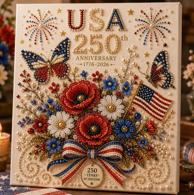 🔥LAST DAY 50% OFF - 🇺🇸 USA 250th Anniversary DIY Pearl Painting Kit ✨❤️‍🔥BUY 4 GET FREE SHIPPING