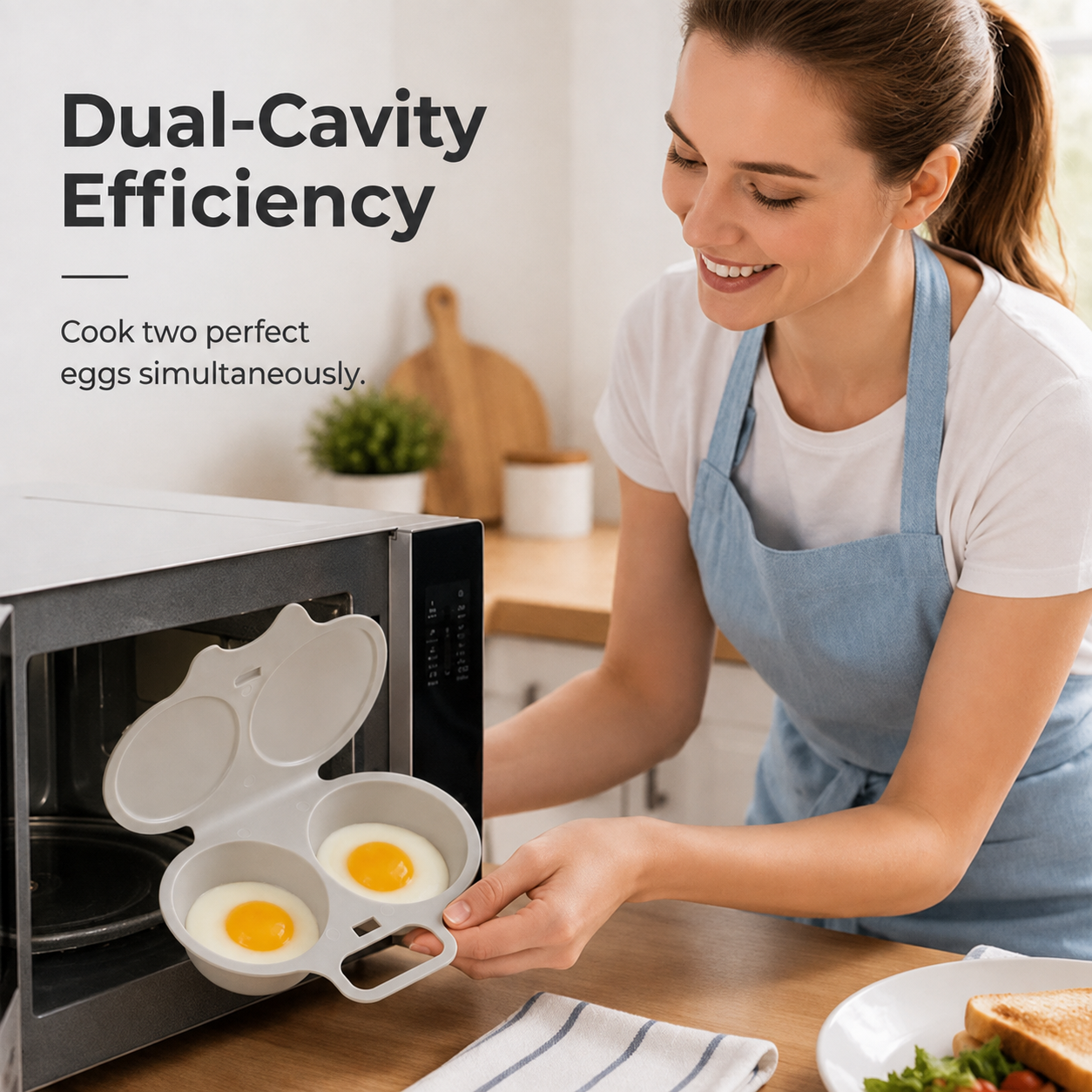 🥳2026 HOT SALE🥳💞50K+ SOLD! 🥗🎁 50% OFF! Microwave Egg Poacher——Dual‑cavity, non‑stick & easy clean. Healthier than frying – stock up & save! 🏠✅
