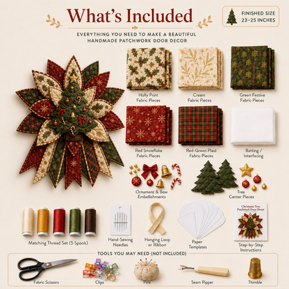 🎄Beginner-Friendly Oversized Christmas Character Quilted Door Hanger Sewing Kit | Complete Kit with All Tools & Step-by-Step Guide Included 💕