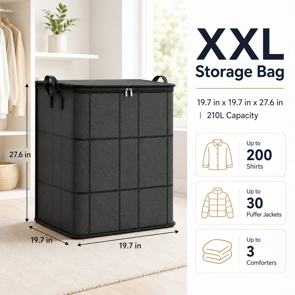 ⚡Hot Sales 49% OFF🔥-Spacious Moving Storage Bin – Zippered Organizer for Quilts, Bedding & Sweaters, Large Capacity Fabric Bag for Closet & Moving Day