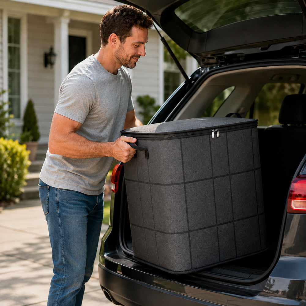 ⚡Hot Sales 49% OFF🔥-Spacious Moving Storage Bin – Zippered Organizer for Quilts, Bedding & Sweaters, Large Capacity Fabric Bag for Closet & Moving Day