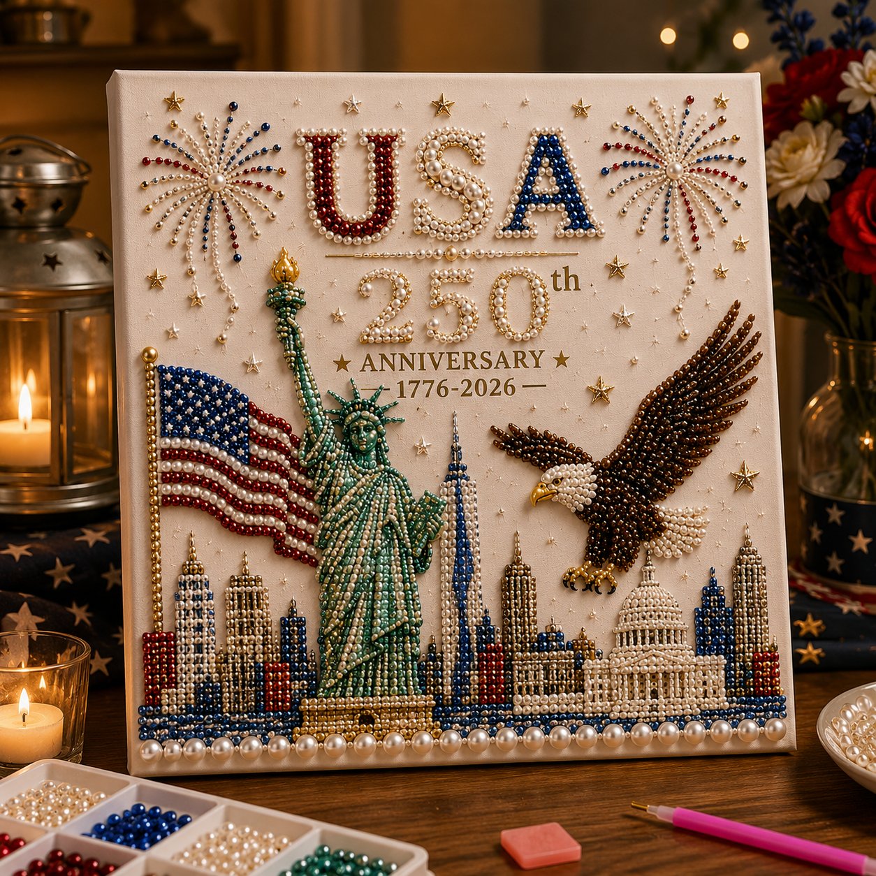 🔥LAST DAY 50% OFF - 🇺🇸 USA 250th Anniversary DIY Pearl Painting Kit ✨❤️‍🔥BUY 4 GET FREE SHIPPING