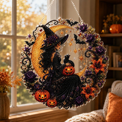 ✨🎃Halloween Black Cat Moon Diamond Art Hanging Ornament Kit👻