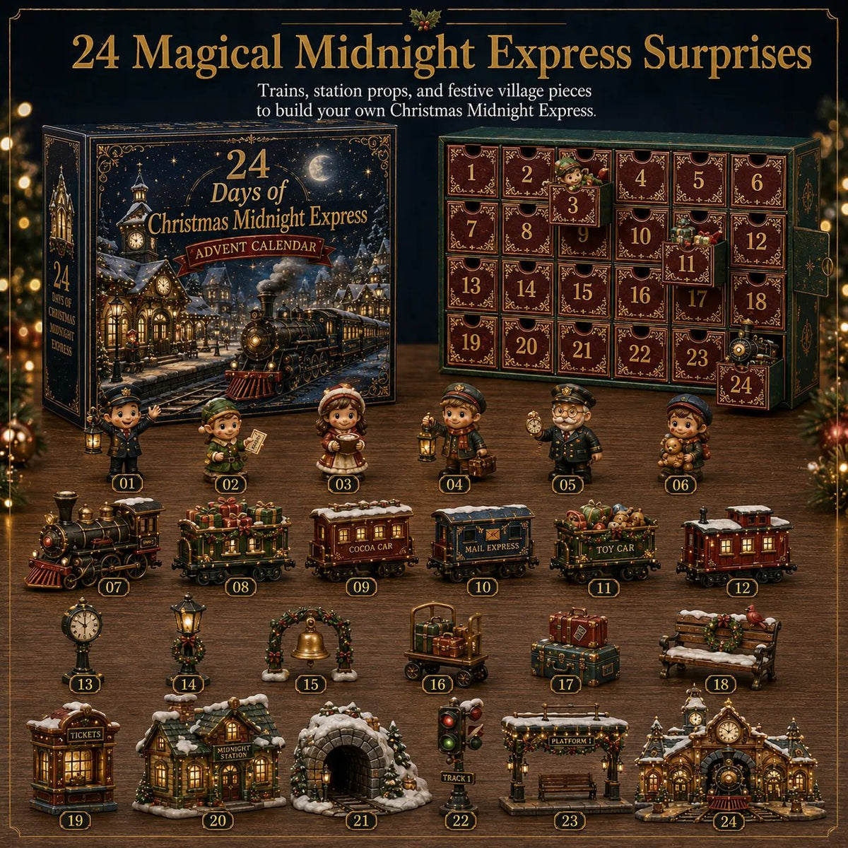 ⏳ 🎄24 Days Of Christmas Village Friends Advent Calendar | 24 Unique Miniature Characters, Shops & Holiday Collectibles for a Complete Festive Village ✨