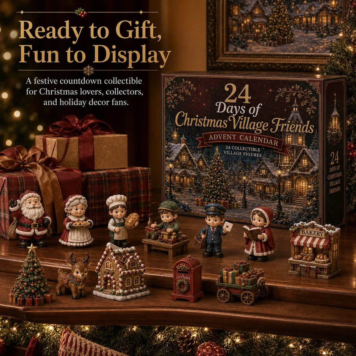 ⏳ 🎄24 Days Of Christmas Village Friends Advent Calendar | 24 Unique Miniature Characters, Shops & Holiday Collectibles for a Complete Festive Village ✨