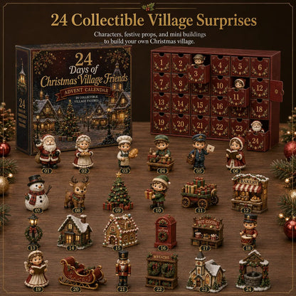 ⏳ 🎄24 Days Of Christmas Village Friends Advent Calendar | 24 Unique Miniature Characters, Shops & Holiday Collectibles for a Complete Festive Village ✨