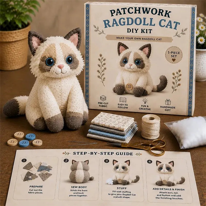 🧵🥇Patchwork-Style Gnome DIY Kit – Create Your Own Adorable Animals