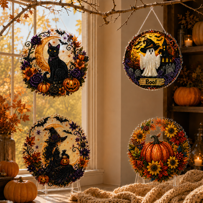 ✨🎃Halloween Black Cat Moon Diamond Art Hanging Ornament Kit👻