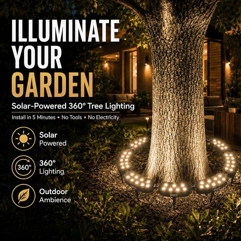 🌳💡 Ring-Shaped Solar Tree Lights – Weatherproof Outdoor Spotlights Ideal for Trees, Pillars, and Gardens