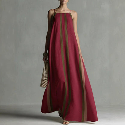 Vertical Stripe Spaghetti Strap Loose Flowy Maxi Dress