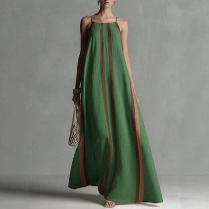 Vertical Stripe Spaghetti Strap Loose Flowy Maxi Dress