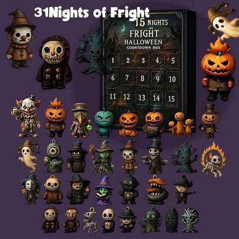 2026 Halloween Countdown Advent Calendar Gift Box - 31 Nights of Fright Blindbags Surprise Set, Scary Doll Collectible Minifigures