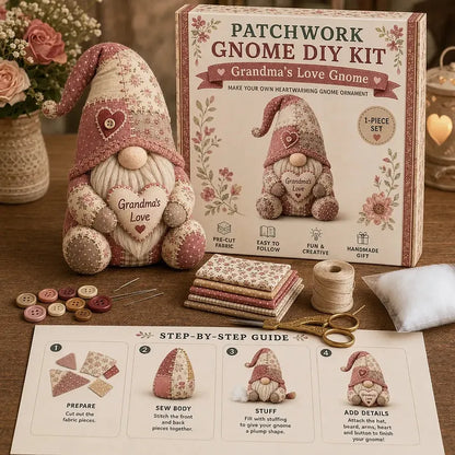 🧵🥇Patchwork-Style Gnome DIY Kit – Create Your Own Adorable Animals