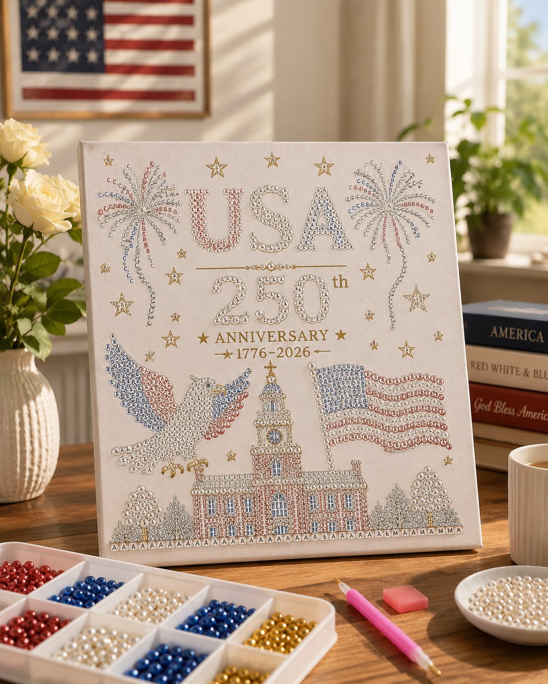 🔥LAST DAY 50% OFF - 🇺🇸 USA 250th Anniversary DIY Pearl Painting Kit ✨❤️‍🔥BUY 4 GET FREE SHIPPING