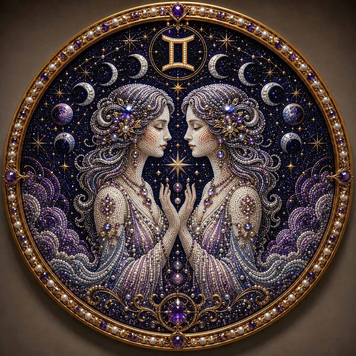 🔥 LAST DAY 49% OFF – ✨ Premium 3D Pearl 12 Zodiac Signs Art Kit | Luxury Flocked Canvas with Scratch-Resistant Non-Fading Pearl Beads DIY Handmade Astrology Decor ♈🌙💎