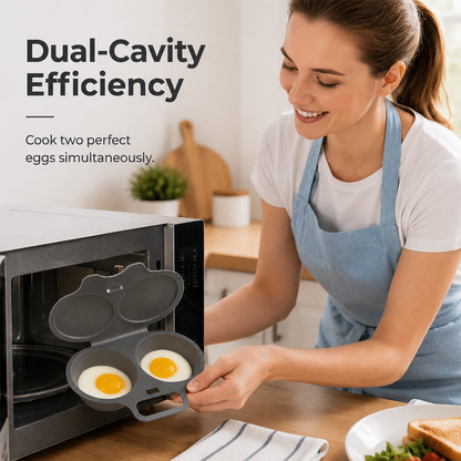 🥳2026 HOT SALE🥳💞50K+ SOLD! 🥗🎁 50% OFF! Microwave Egg Poacher——Dual‑cavity, non‑stick & easy clean. Healthier than frying – stock up & save! 🏠✅