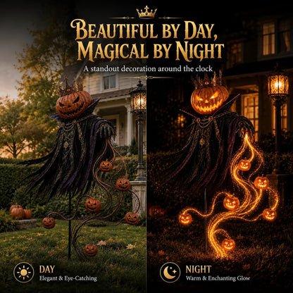 👑🎃 Pumpkin King Halloween Yard Decor|Solar Operated Day‐Night Ornament For Garden