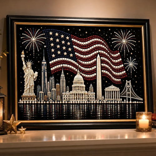 🦅America 250th Anniversary Pearl Art Kit – Stars & Stripes Skyline Limited Edition - This product is a materials kit, not a finished product.