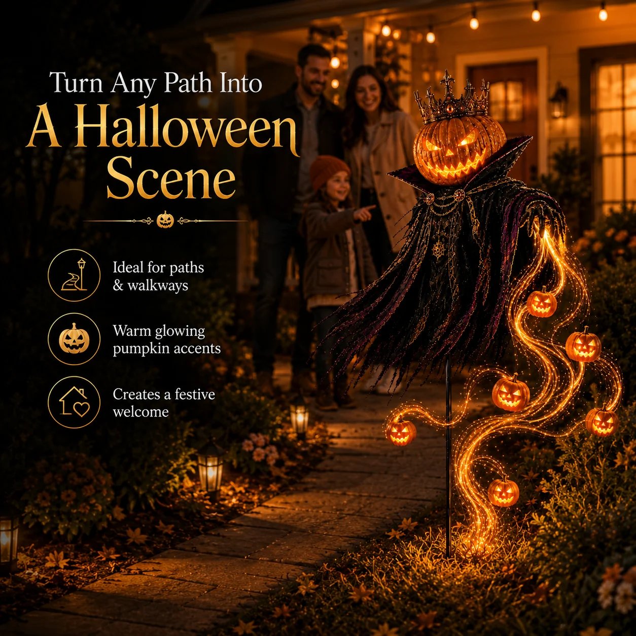 👑🎃 Pumpkin King Halloween Yard Decor|Solar Operated Day‐Night Ornament For Garden