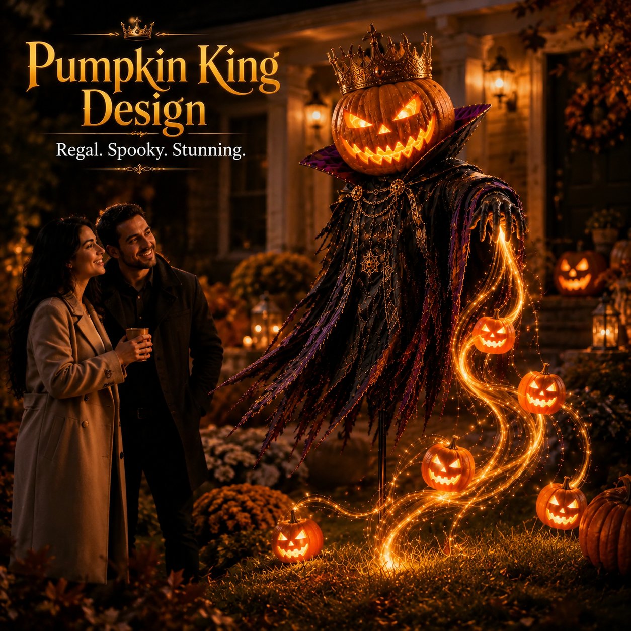 👑🎃 Pumpkin King Halloween Yard Decor|Solar Operated Day‐Night Ornament For Garden