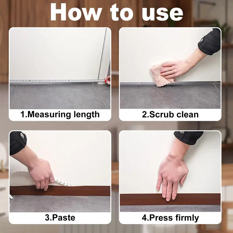 Four steps for measuring, cleaning, applying and pressing seal strip