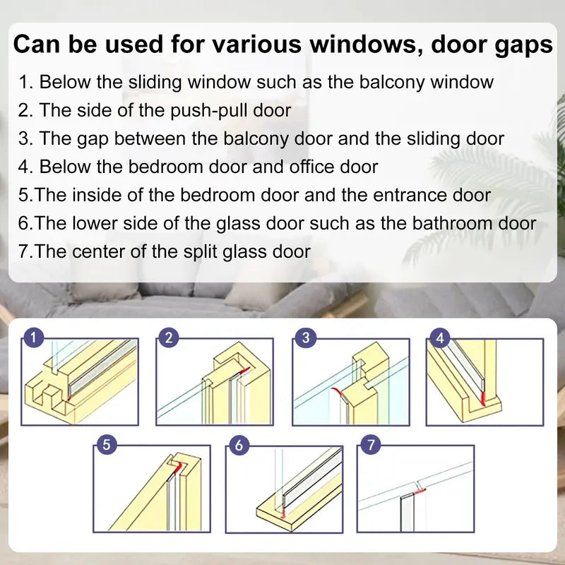 Weather stripping placement examples for windows and door gaps