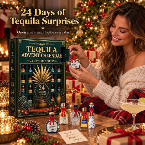 🎁✨24-Day Mini Tequila Bottle Advent Blind Box for Holiday Celebration, Bar Table Decor, Collector Gift & Family Countdown