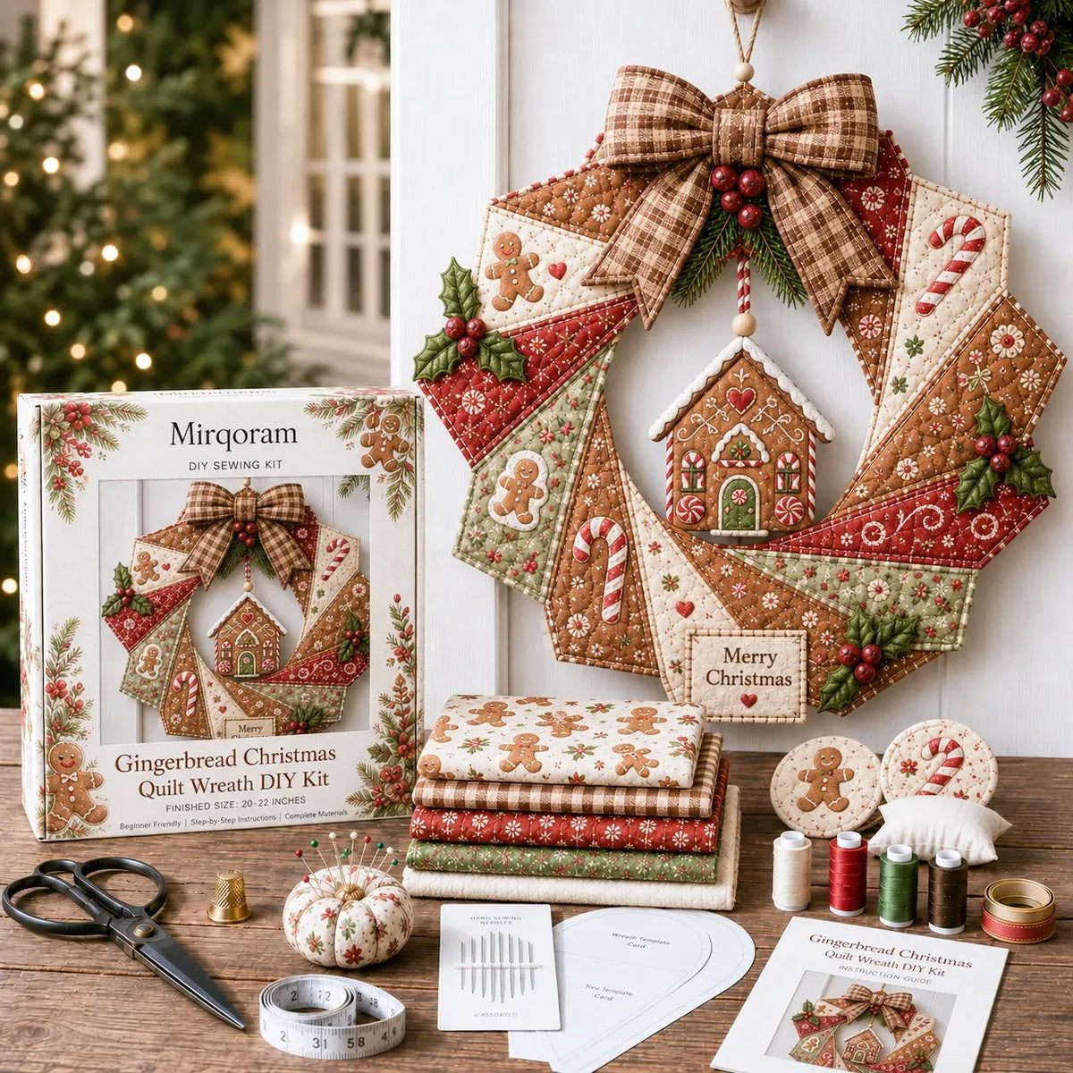 🎄Beginner-Friendly DIY Christmas Fabric Wreath Kit Collection | Complete Kit with Coordinated Fabrics, Wreath Materials & Step-by-Step Guide Included 💕
