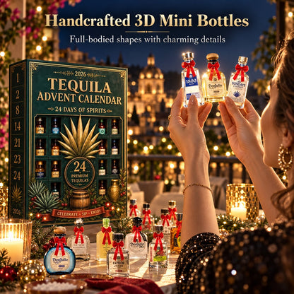 🎁✨24-Day Mini Tequila Bottle Advent Blind Box for Holiday Celebration, Bar Table Decor, Collector Gift & Family Countdown