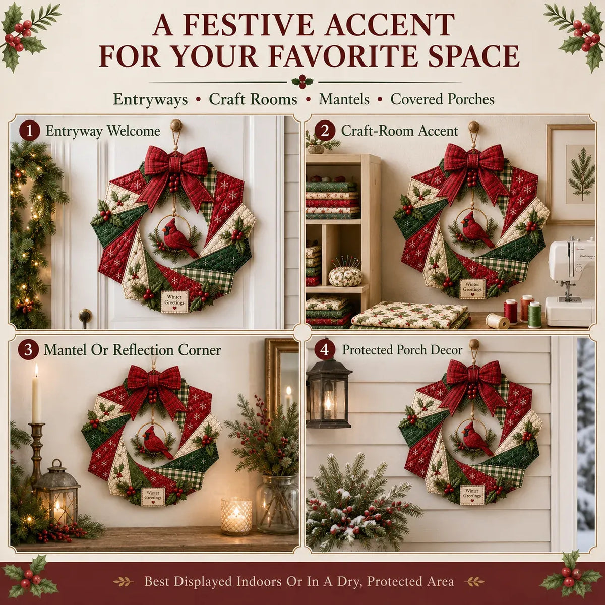 🎄Beginner-Friendly DIY Christmas Fabric Wreath Kit Collection | Complete Kit with Coordinated Fabrics, Wreath Materials & Step-by-Step Guide Included 💕