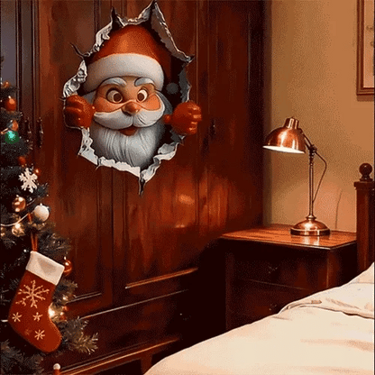 🎅 3D Santa Christmas Wall Decal | Festive Holiday Decor
