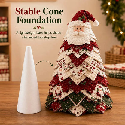 🎄DIY Quilted Santa Christmas Tree Kit – Handmade Fabric Holiday Tabletop Tree Decor
