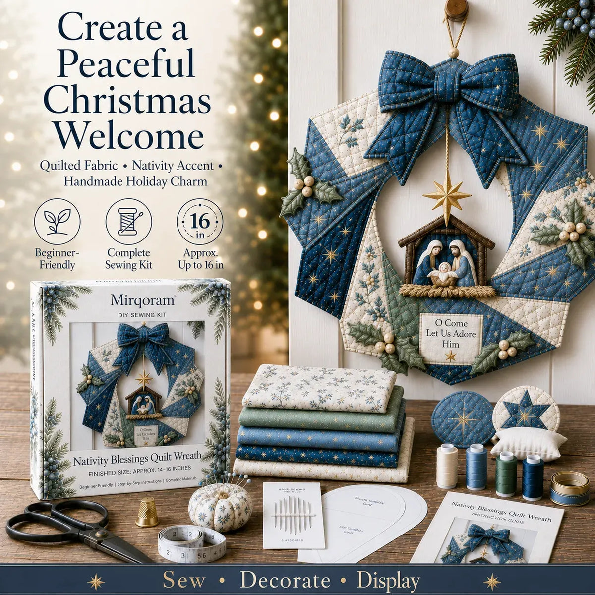🎄Beginner-Friendly DIY Christmas Fabric Wreath Kit Collection | Complete Kit with Coordinated Fabrics, Wreath Materials & Step-by-Step Guide Included 💕
