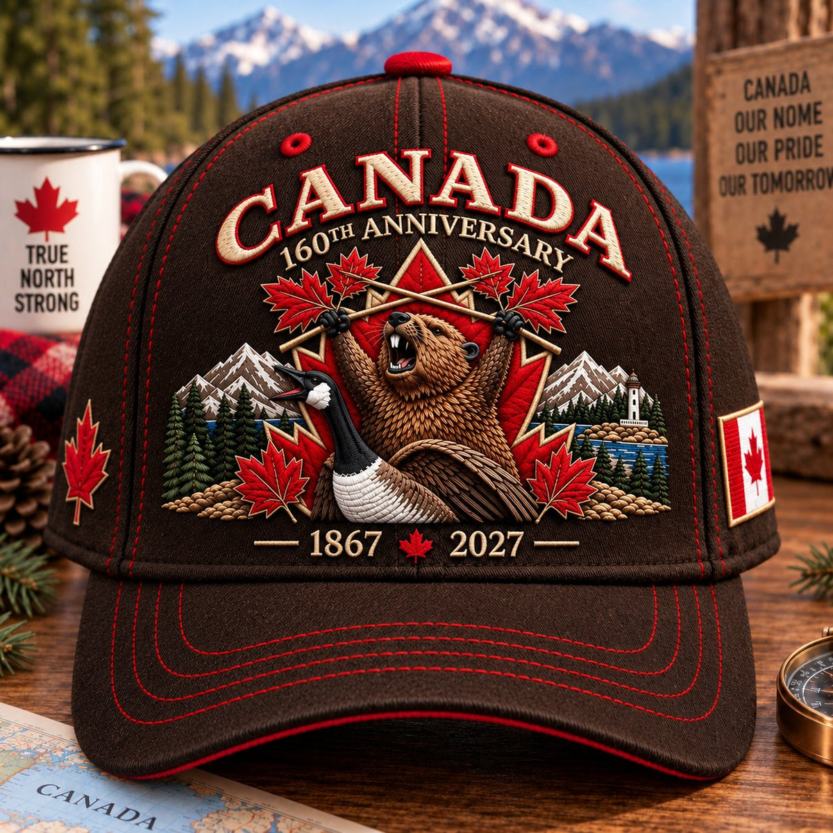 🍁 Canada 160th Anniversary 1867–2027 – Premium Embroidered Heritage Cap (100% Cotton)