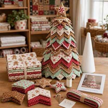 🎄DIY Quilted Santa Christmas Tree Kit – Handmade Fabric Holiday Tabletop Tree Decor