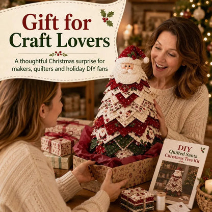 🎄DIY Quilted Santa Christmas Tree Kit – Handmade Fabric Holiday Tabletop Tree Decor