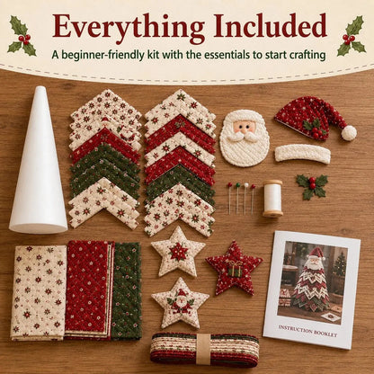 🎄DIY Quilted Santa Christmas Tree Kit – Handmade Fabric Holiday Tabletop Tree Decor
