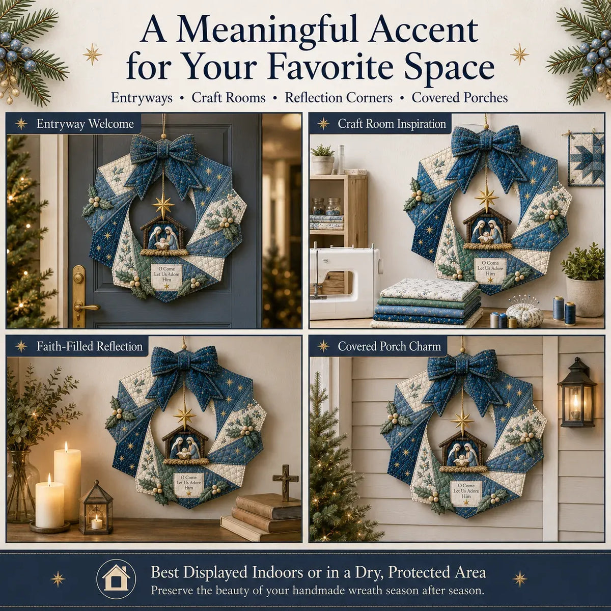 🎄Beginner-Friendly DIY Christmas Fabric Wreath Kit Collection | Complete Kit with Coordinated Fabrics, Wreath Materials & Step-by-Step Guide Included 💕