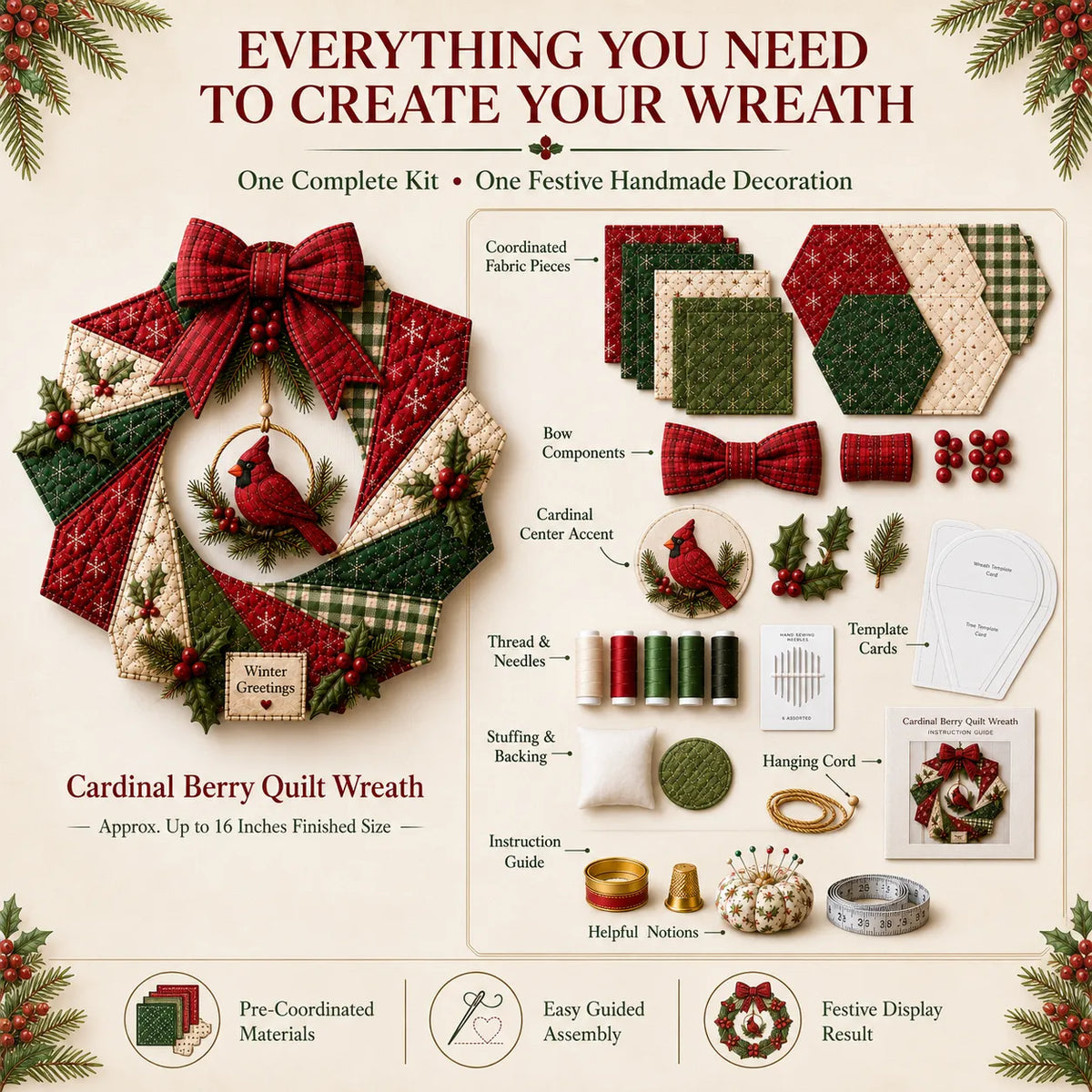 🎄Beginner-Friendly DIY Christmas Fabric Wreath Kit Collection | Complete Kit with Coordinated Fabrics, Wreath Materials & Step-by-Step Guide Included 💕