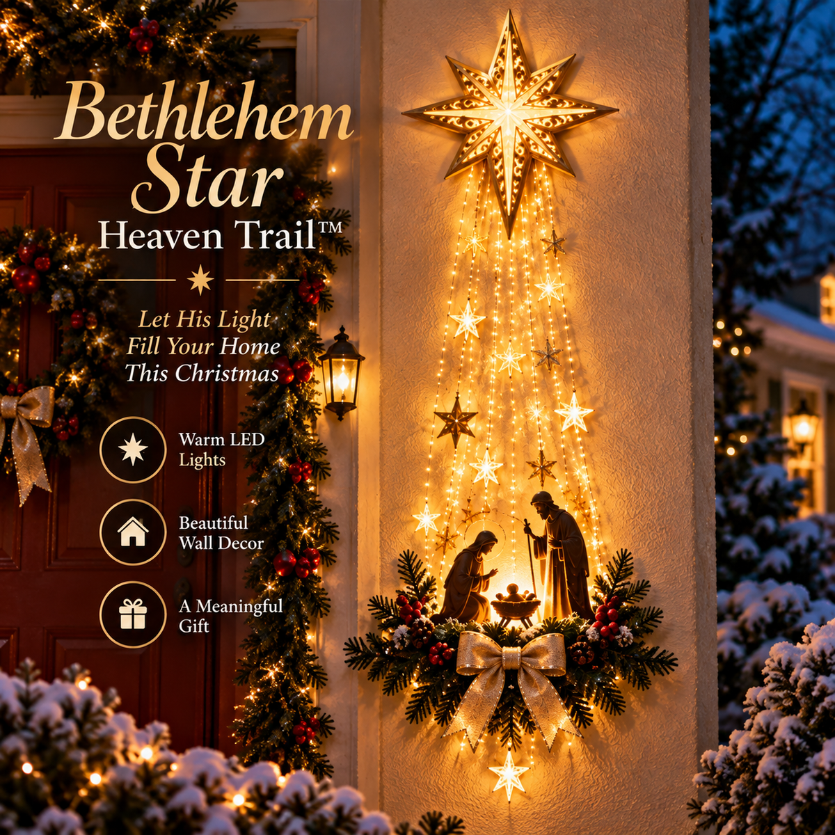 ✨Last Day 49% OFF✨✝️ Bethlehem Star of Faith™ – Lighted Nativity Wall Decor