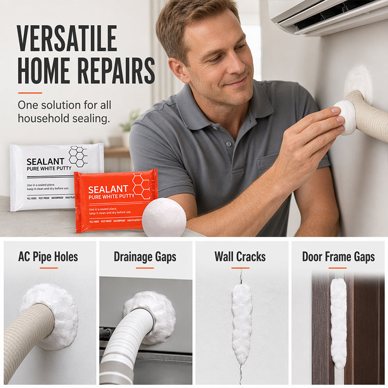 🧱 Waterproof Wall Hole Sealing Clay for Air Conditioner Pipes — 10-Pack Moldable Sealant Putty for Pipe Gaps & Wall Holes