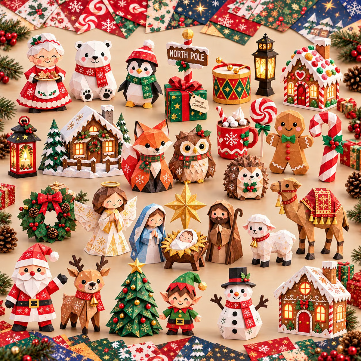 Christmas Paper Craft Kit – Fold & Create Your Own Holiday Decorations