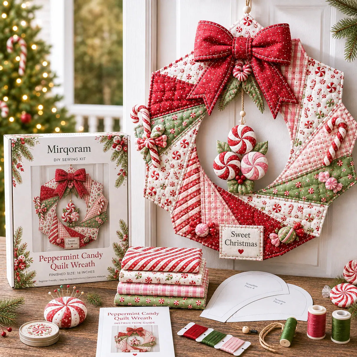 🎄Beginner-Friendly DIY Christmas Fabric Wreath Kit Collection | Complete Kit with Coordinated Fabrics, Wreath Materials & Step-by-Step Guide Included 💕