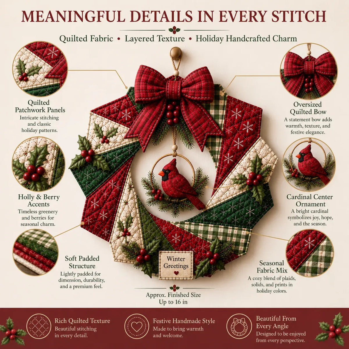 🎄Beginner-Friendly DIY Christmas Fabric Wreath Kit Collection | Complete Kit with Coordinated Fabrics, Wreath Materials & Step-by-Step Guide Included 💕